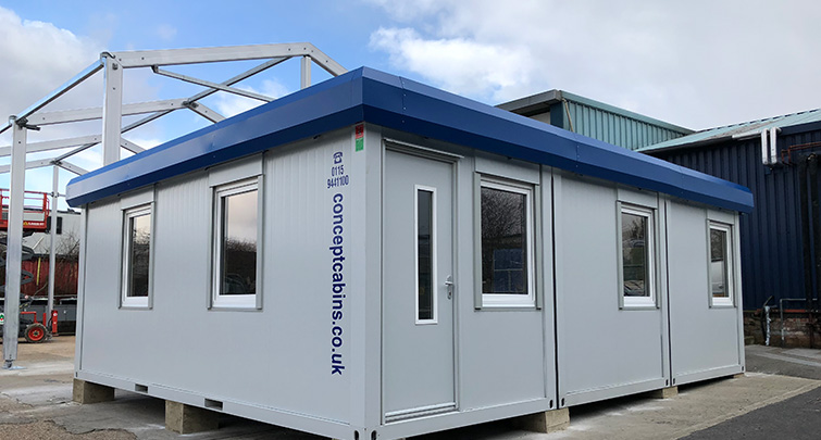 Concept Accomodation - Modular 7 Bay, Blue with Blue Fascia